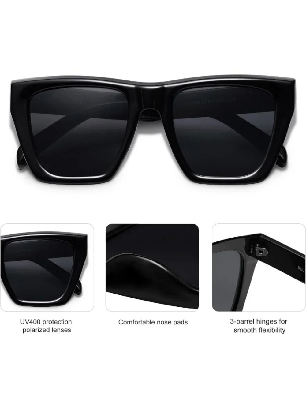 Trendy Oversized Square Cat Eye Polarized Sunglasses for Women - Fashionable